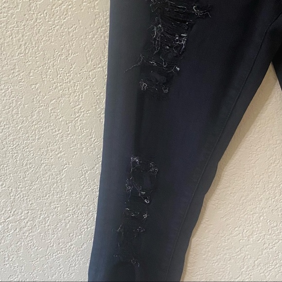 Frame‎ Denim Le Skinny de Jeanne Black Ripped Skinny Jeans - Picture 5 of 16